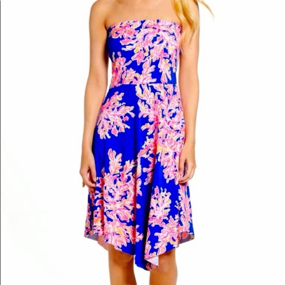 Lilly Pulitzer Loleta Strapless Dress In Brilliant Blue Its Eelectric, Size M